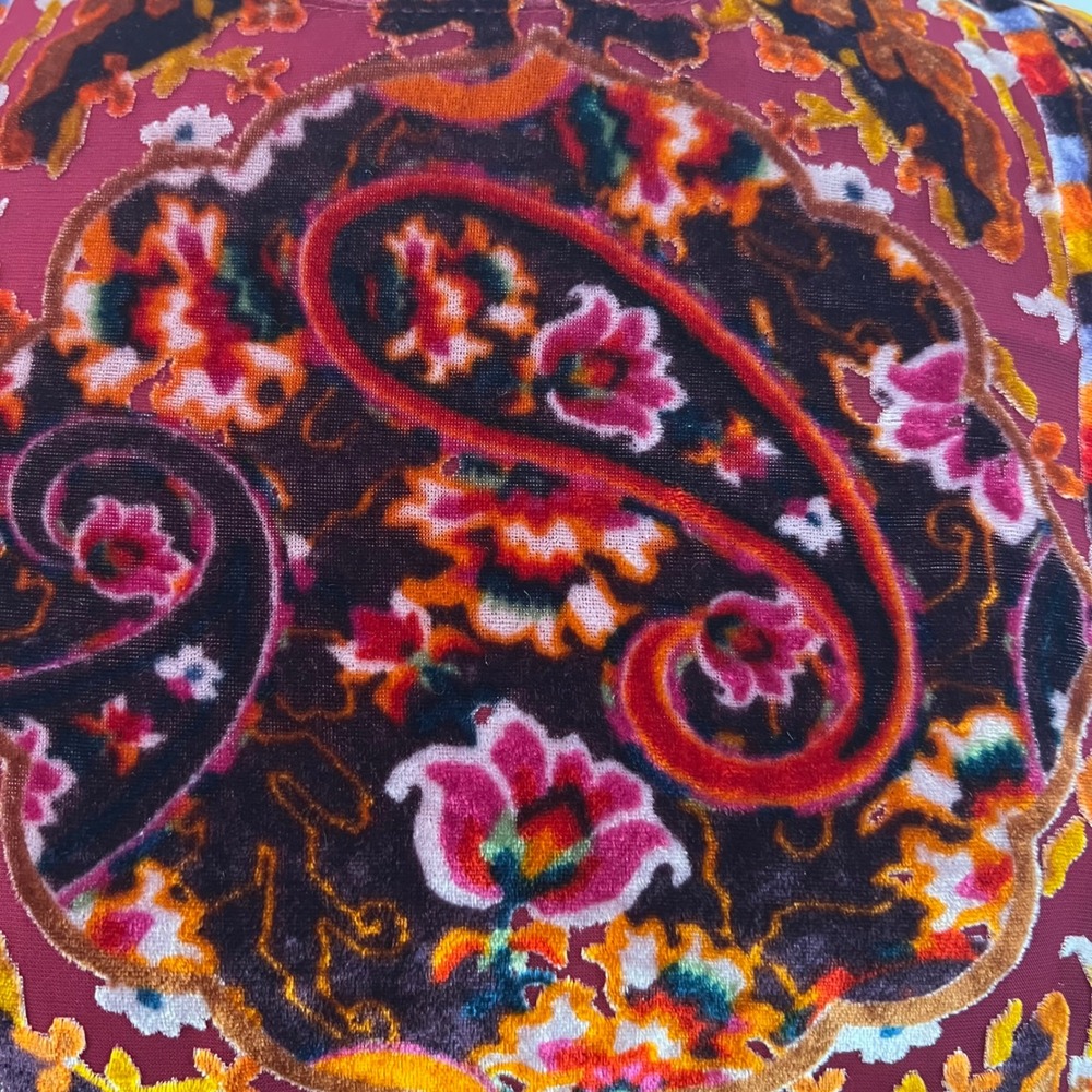 Anthropologie Red Burnout Velvet Paisley Lace Up Mini Dress Dark Academia 0 - Picture 13 of 13